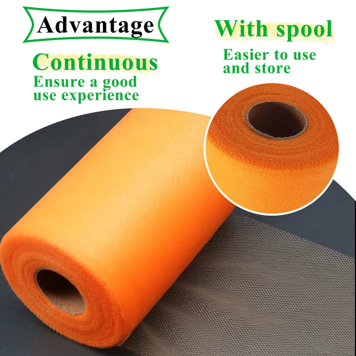 Orange Tulle Fabric Rolls 6 Inch by 100 Yards (300 feet