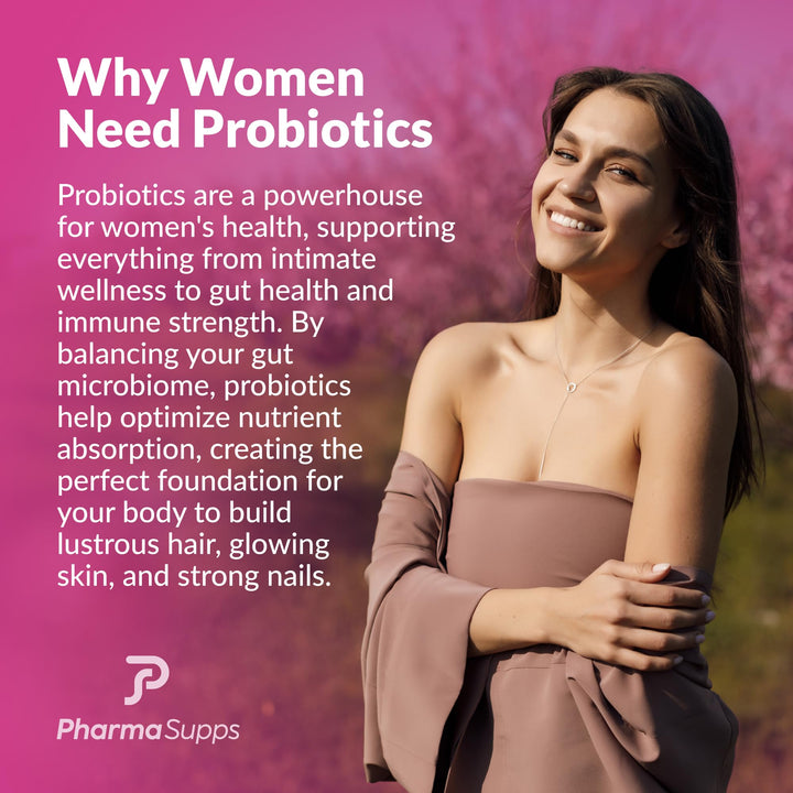 Advanced Women&#39;s Probiotics for Gut Health with Hair, Skin, &amp; Nails Vitamins Support - 50 Billion CFU w/Collagen, Biotin &amp; Keratin - Probiotic Supplement for Digestive Health &amp; Bloating Relief.