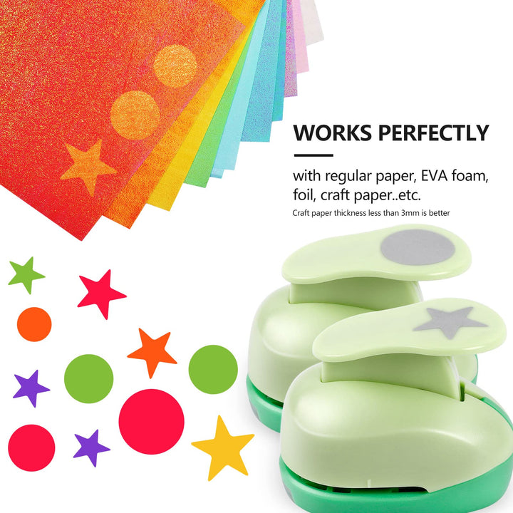 6PCS Star Hole Punch &amp; Circle Hole Punch, 3/8&#39;&#39; 5/8&#39;&#39; 1&#39;&#39; Craft Hole Punch Shapes, Paper Punches for Crafting, 1 Inch Hole Punch, Star Circle Punches, Circle Punch for Paper Crafts Scrapbooking