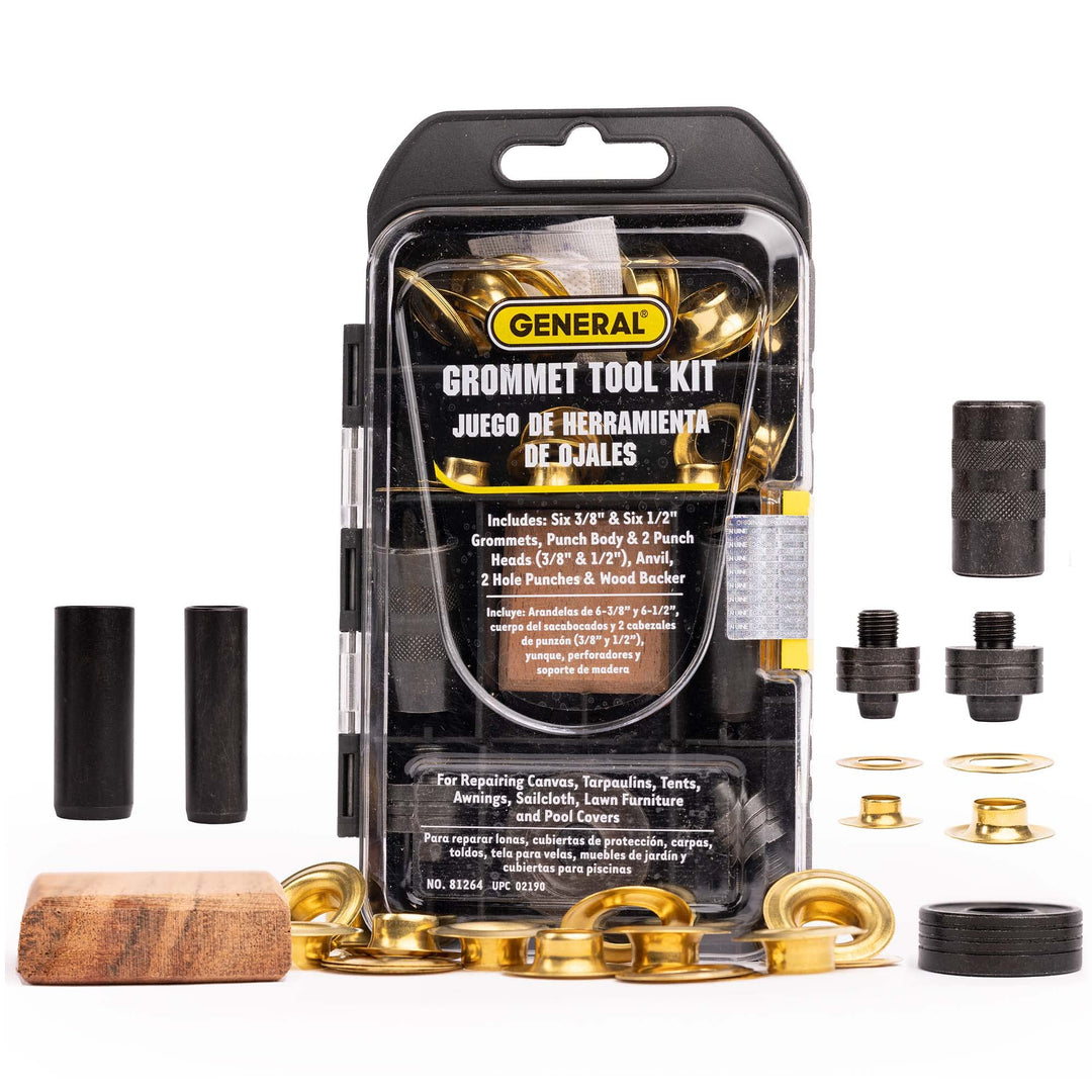 3/8-1/2 Grommet Kit - Rustproof Solid Brass Grommets for Tarp Repair, Reinforcing Canvases, and Fabric Rings