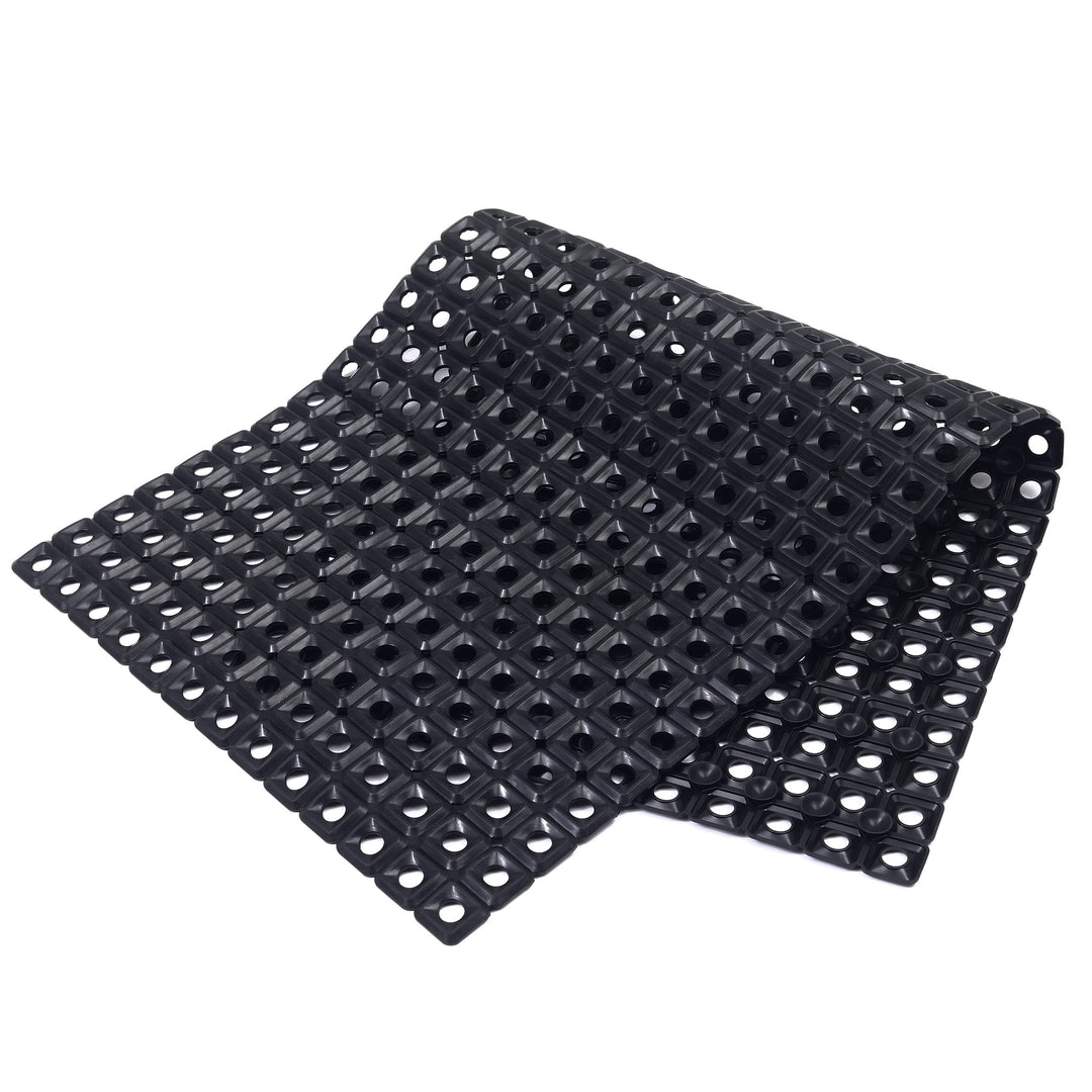 TPE Bath Tub Shower Mat Non Slip with Suction Cups Extra Soft Long Shower Bathtub Mat Baby Bath Mats for Bathroom Tub for Kids Machine Washable, Smooth/Non-Textured Surface Only 35 x 16 (Black)