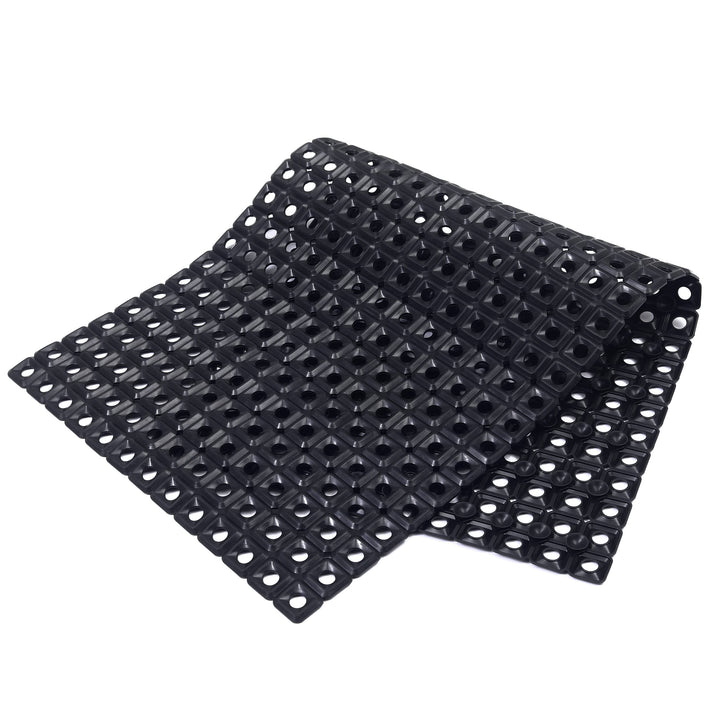 TPE Bath Tub Shower Mat Non Slip with Suction Cups Extra Soft Long Shower Bathtub Mat Baby Bath Mats for Bathroom Tub for Kids Machine Washable, Smooth/Non-Textured Surface Only 35 x 16 (Black)