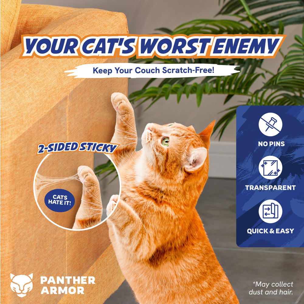 Couch Protectors from Cat Claws – 8-Pack Double Sided Sticky Cat Tape for Furniture – 4-Pack XL + 4-Pack L, Anti-Scratch, Deters Cat Scratches Immediately