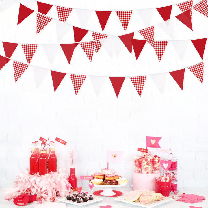 32Ft Red Party Decorations Red Plaid Checkered White Tr