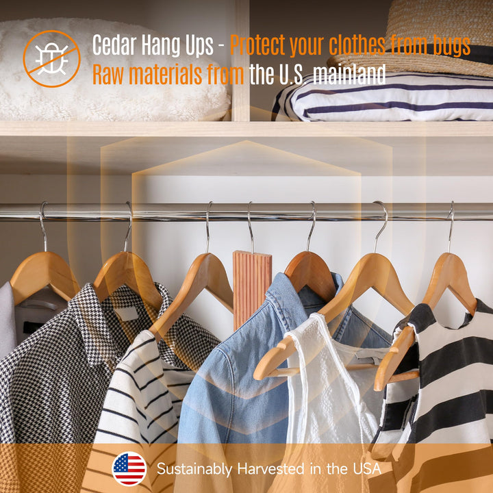 Aromatic Cedar Blocks for Clothes Storage, 100% Natural Cedar Balls Hangers Clothes Protector, Storage Accessories Closets &amp; Drawers (60Pack)