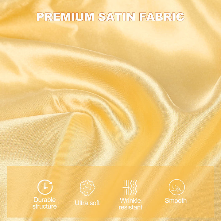 Gold Satin Napkins - 12 Pack Cloth Napkins Soft Smooth Dinner Napkins for Wedding Party Banquet Dinner Table Decoration 17 x 17 Inch Square