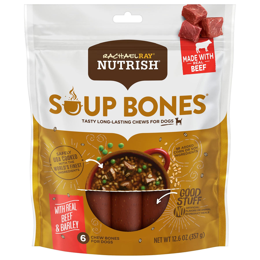 Rachael Ray Soup Bones Dog Treats, Beef & Barley Flavor, 6 Bones