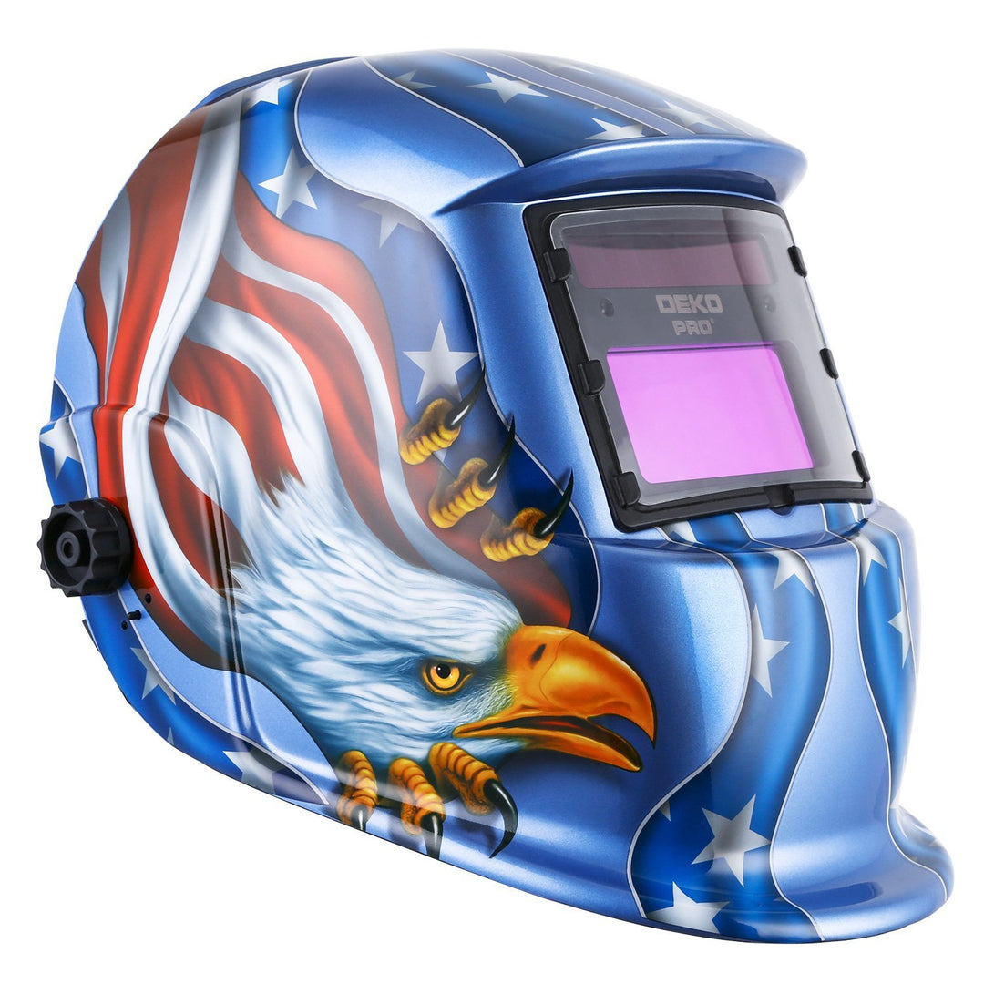 Welding Helmet - Solar Power Auto Darkening Welding Helmet - Adjustable Shade Range 4/9-13 for Mig Tig - Arc Welder Mask (Blue Eagle)