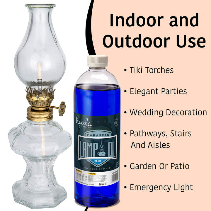 Candles Liquid Paraffin Lamp Oil - Blue Smokeless, Odorless, Ultra Clean Burning Fuel for Indoor and Outdoor Use - Highest Purity Available - 32oz