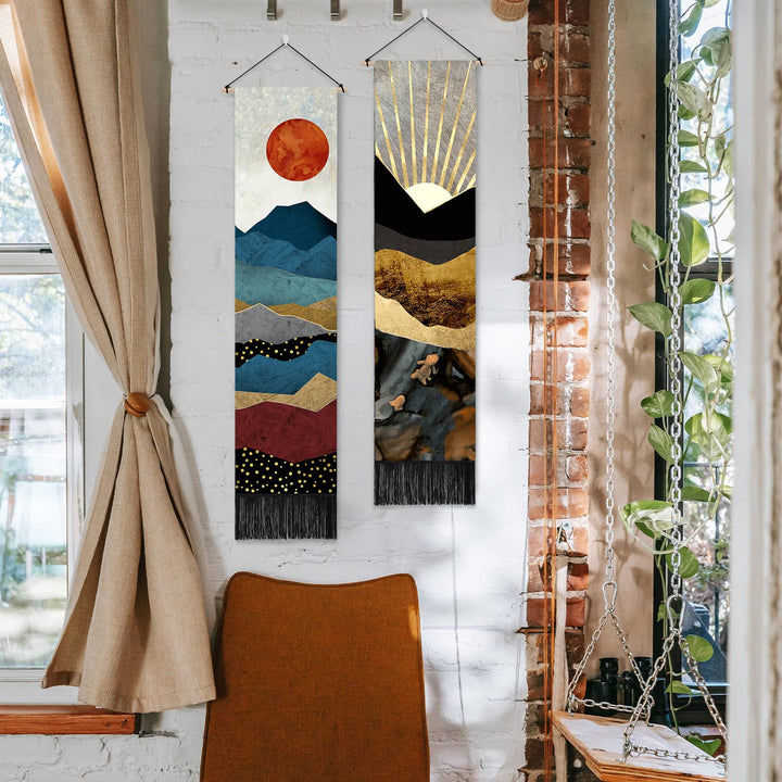 AWAYTR Long Mountain Tapestry Wall Hanging - 2PCS Fores