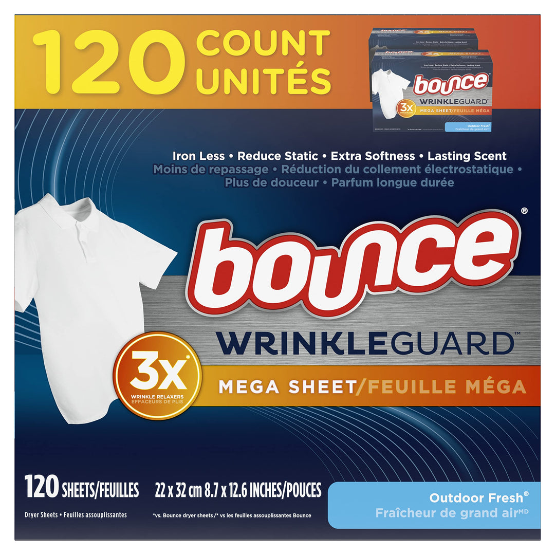 Bounce WrinkleGuard Mega Dryer Sheets Laundry Fabric So