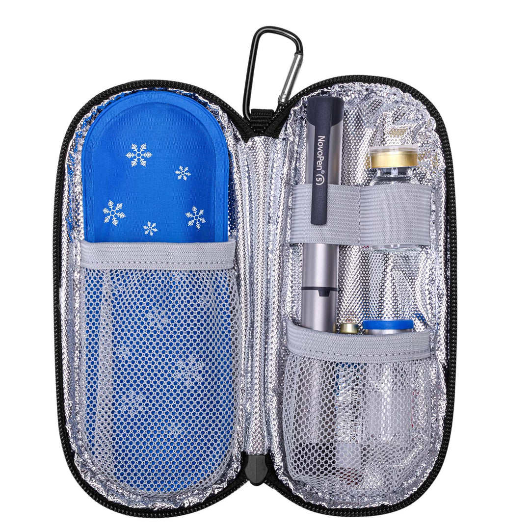 Yarwo Insulin Cooler Travel Case, Diabetic Medication Organizer with 2 TSA Approved Ice Packs for Insulin Pens and Other Diabetic Supplies, Gray