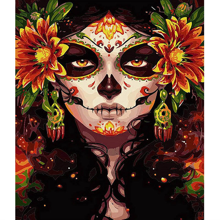 Paint by Number for Adults, 16 x 20 Acrylic Paint by Numbers for Adults Beginner Kids Calavera Girl Painting by Number Kit on Canvas with 3 Brushes DIY Watercolor Adult Paint by Numbers Kits