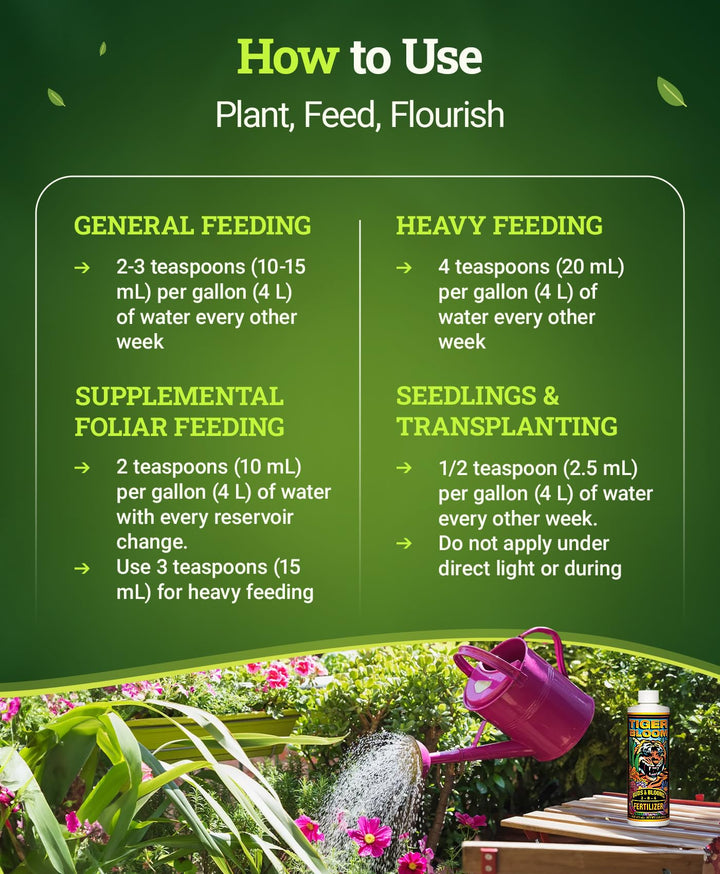 Tiger Bloom Liquid Fertilizer Concentrate - Fast Acting Formula for Vicious Growth with Phosphorus - Encourages Fruit, Flower &amp; Bud Development, NPK 2-8-4 (Pint)