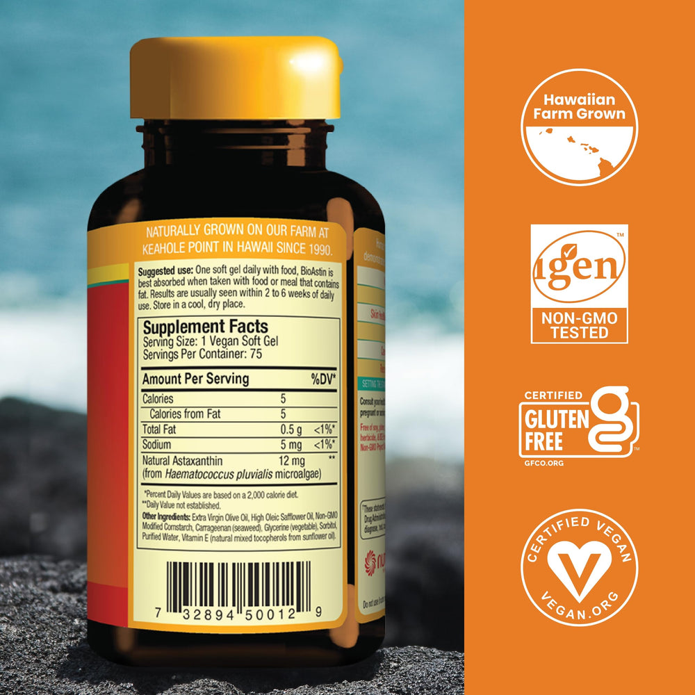 Nutrex Hawaii Vegan BioAstin Hawaiian Astaxanthin - 12m