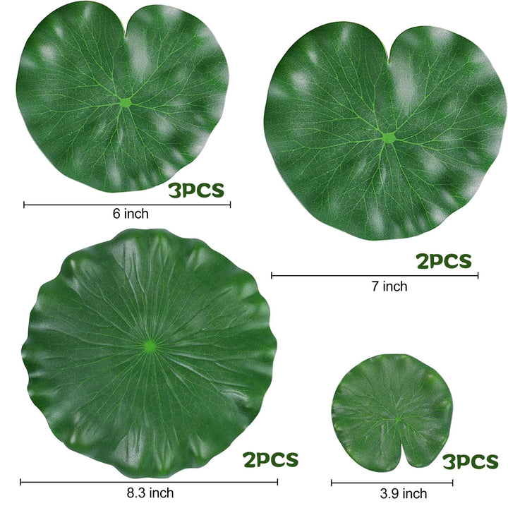 ZAUGONTW 10 Pieces Realistic Lily Pads Leaves for Ponds, Artificial Floating Foam Lotus Leaves, Water Lily Pads Artificial Foliage Pond Decor for Koi Fish Pool Patio Aquarium