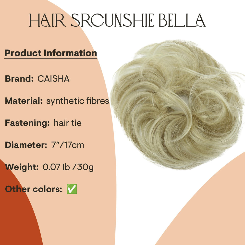 PRETTYSHOP Scrunchie Bun Up Do Hair piece Hair Ribbon Ponytail Extensions Wavy Curly or Messy Various Colors(bleach blonde 25T613)