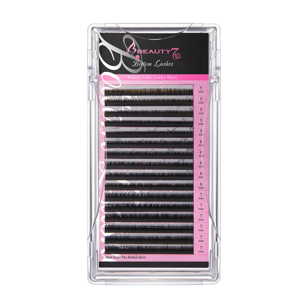 C Curl, 0.1 Thickness: Mixed Volume Under Bottom Lower Individual False Eyelash Extension Tray Matte Synthetic Mink Curl C 0.1Mm Thickness 5/6/7Mm Length