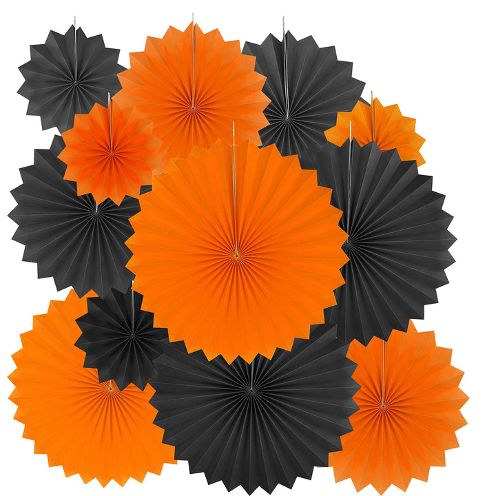 Black Orange Party Hanging Decorations - Halloween Construction Zone Birthday Baby Shower Graduation Wedding Carnival Party Ceiling Hangings Photo Booth Backdrops Decorations, 12pc