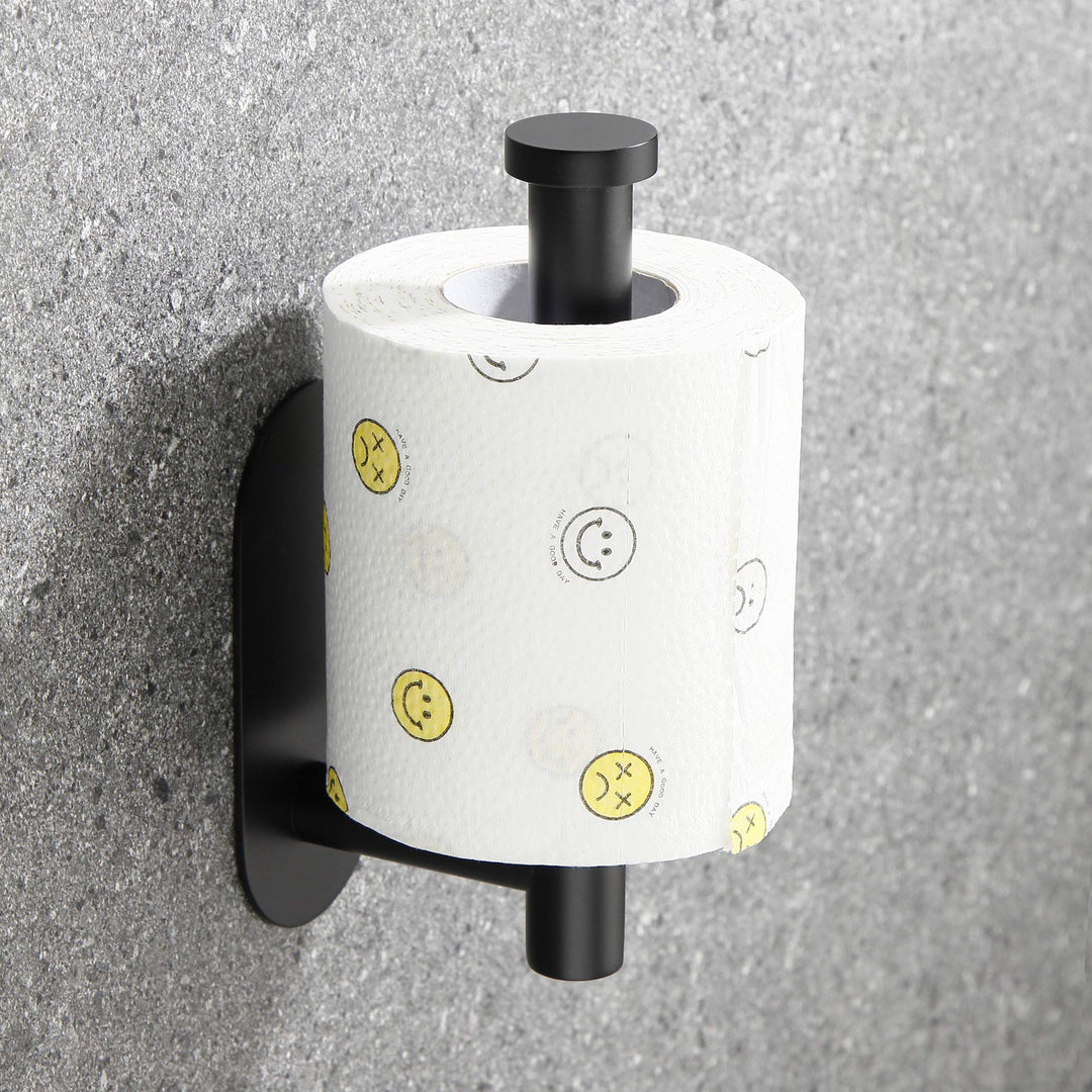 Adhesive Toilet Paper Holder Self Stainless Steel Adhesive Toilet Paper Roll Holder for Bathroom Stick on Wall (Matte Black)
