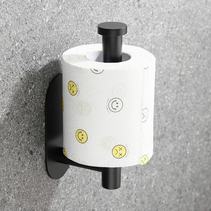 Adhesive Toilet Paper Holder Self Stainless Steel Adhesive Toilet Paper Roll Holder for Bathroom Stick on Wall (Matte Black)