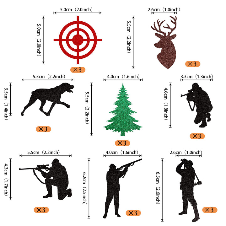 24 Pack Hunting Cupcake Toppers Glitter Tree Deer Hound Target Hunter Cupcake Picks Woodland Hunting Theme Baby Shower Boys Girls Birthday Party Cake Decorations Supplies