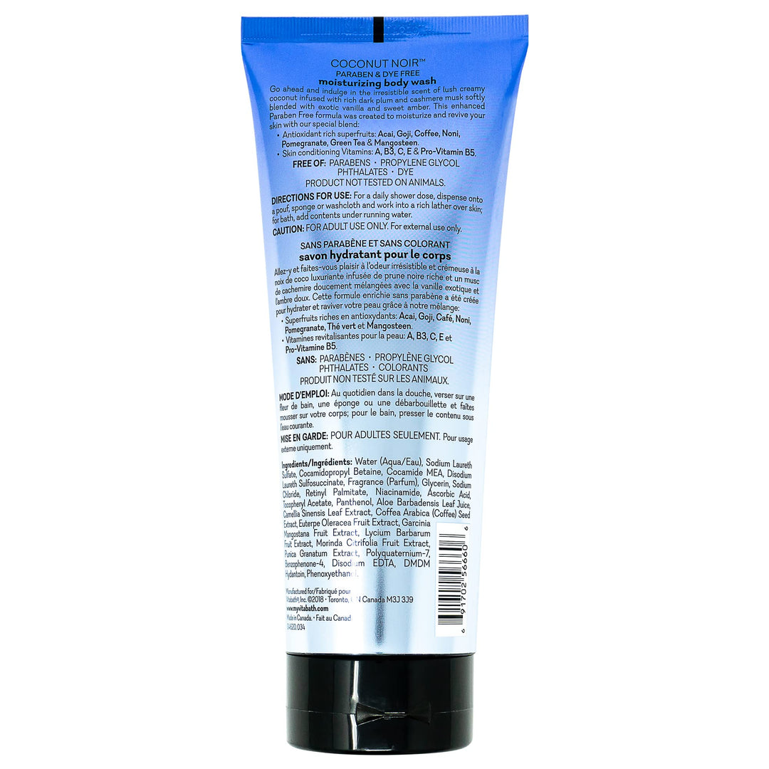 Coconut Noir Body Wash Moisturizing Bath &amp; Shower Cleanser Infused with Plum, Musk, Vanilla &amp; Amber - Cruelty-Free, Paraben-Free - 10 oz