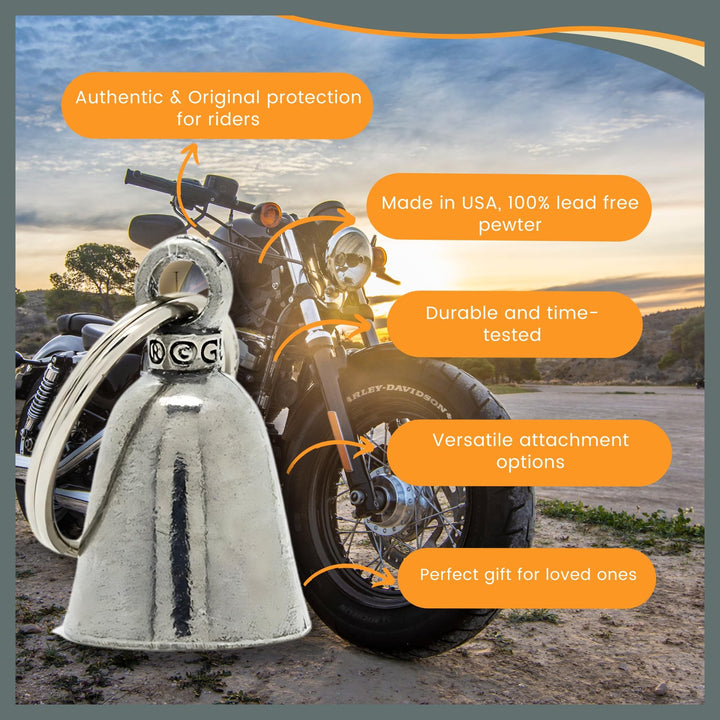 Guardian Bell Viking Good Luck Bell w/Keyring & Black Velvet Gift Bag | Motorcycle Bell | Lead-Free Pewter | Good Luck Gift to Friends & Family | Bike Bell | Made in USA