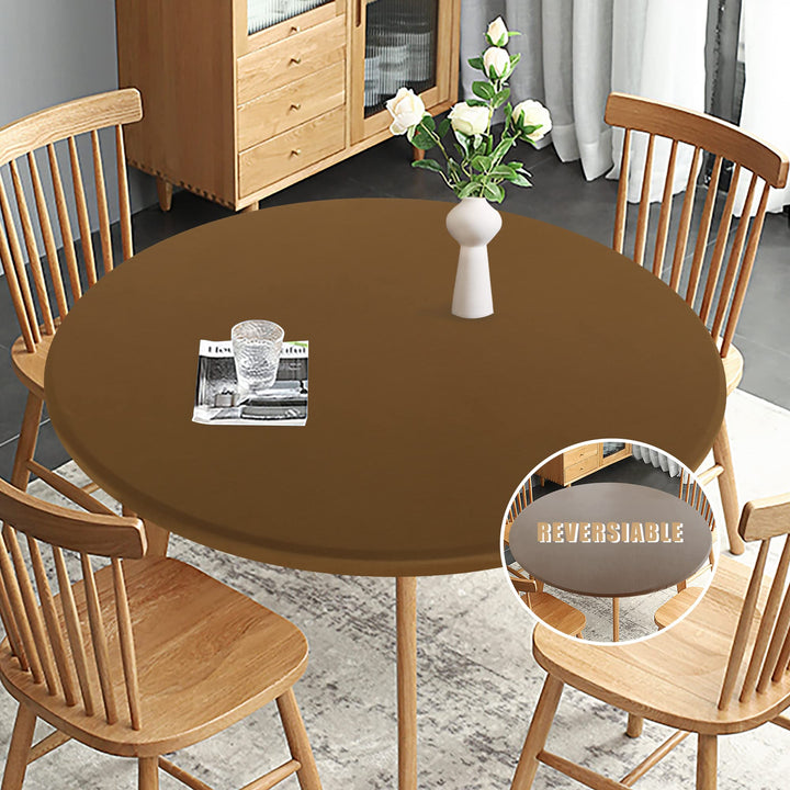 Obstal Fitted Round Table Cloth, Reversible Waterproof 