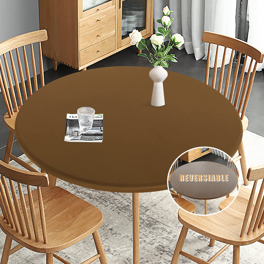 Obstal Fitted Round Table Cloth, Reversible Waterproof 