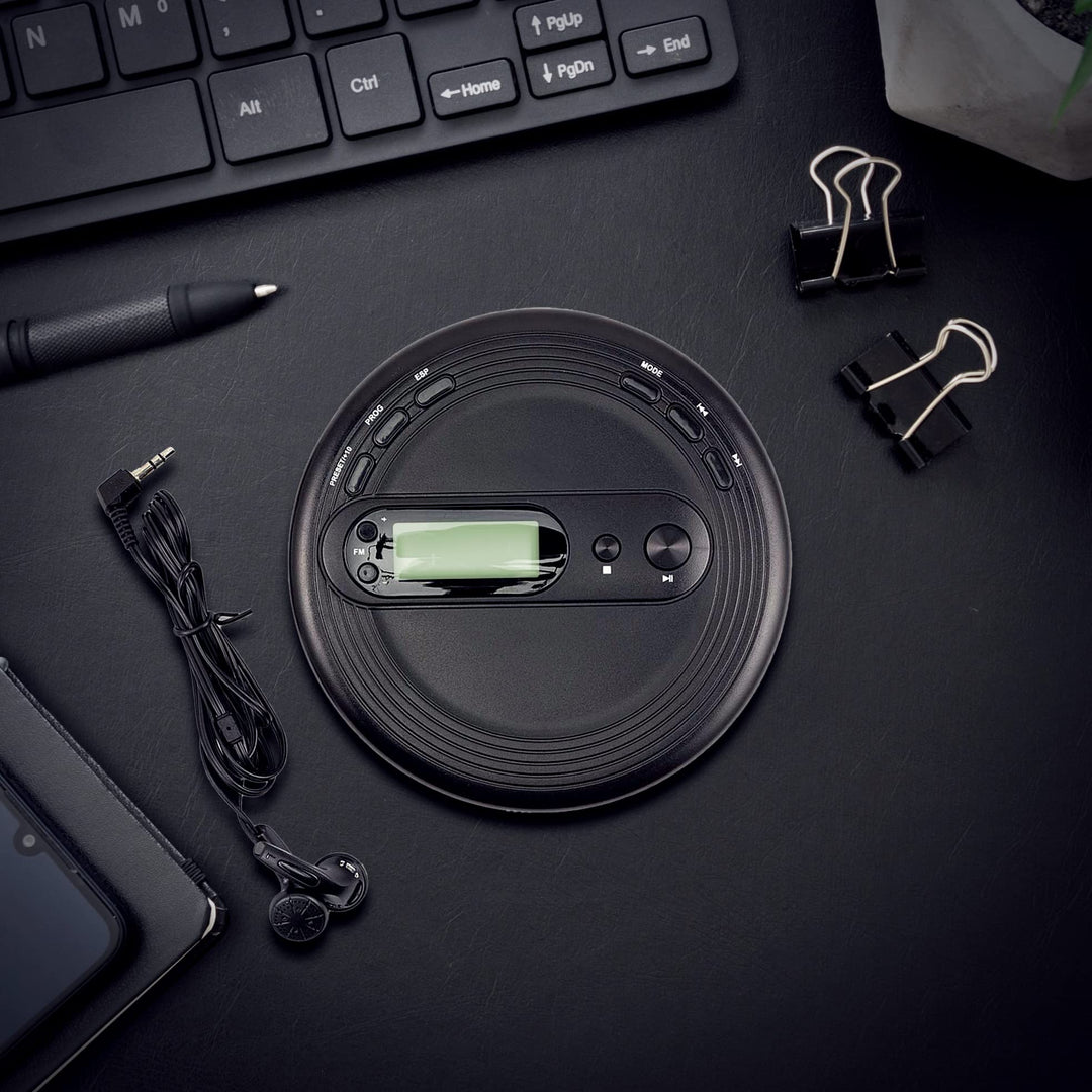 COBY Portable CD Player with Earbuds, FM Radio &amp; MP3 | Skip Protection, Lightweight &amp; Shockproof Music Compact Disc Player | Portable Discman Perfect for Home Car and Travel