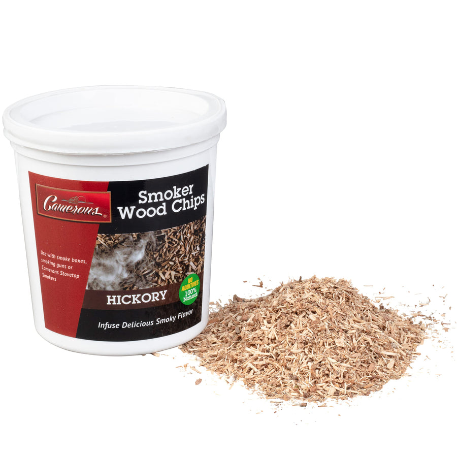 All Natural Extra Fine Hickory BBQ Wood Chips for Smokers (1 Pint, 0.473L)- Kiln Dried Wood Sawdust Shavings for Cocktail Smoking Guns, Stovetop Smokers, Smoke Boxes - Barbecue Grilling Gifts