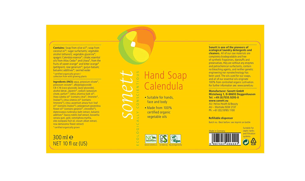 Sonett Natural Hand Soap Calendula 300 ml / 10 fl oz- C
