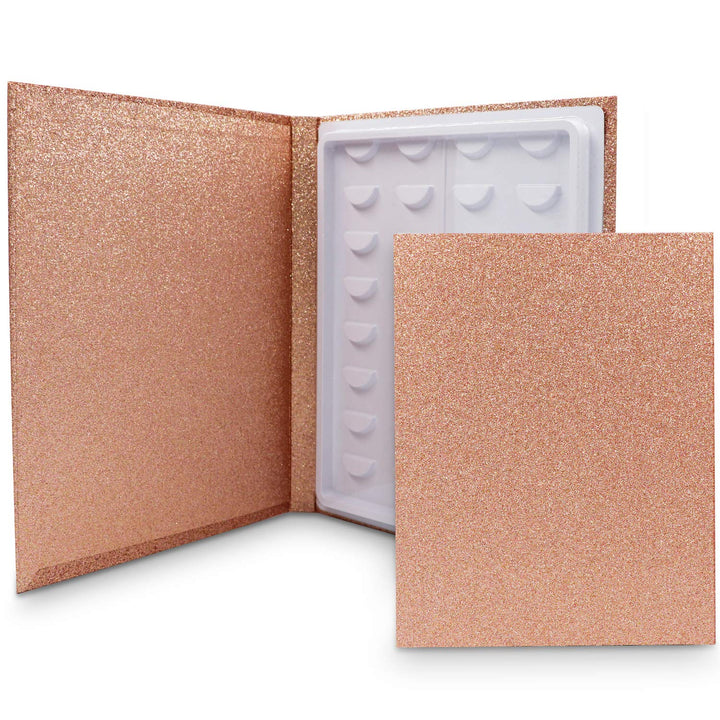 Eyelash Book to Keep 16 Pairs Eyelash, Portable Travel Lash Box, Eyelash Case, 3D Eyelash Storage Book Eyelashes Sample Catalog Display Card (Rose Gold)