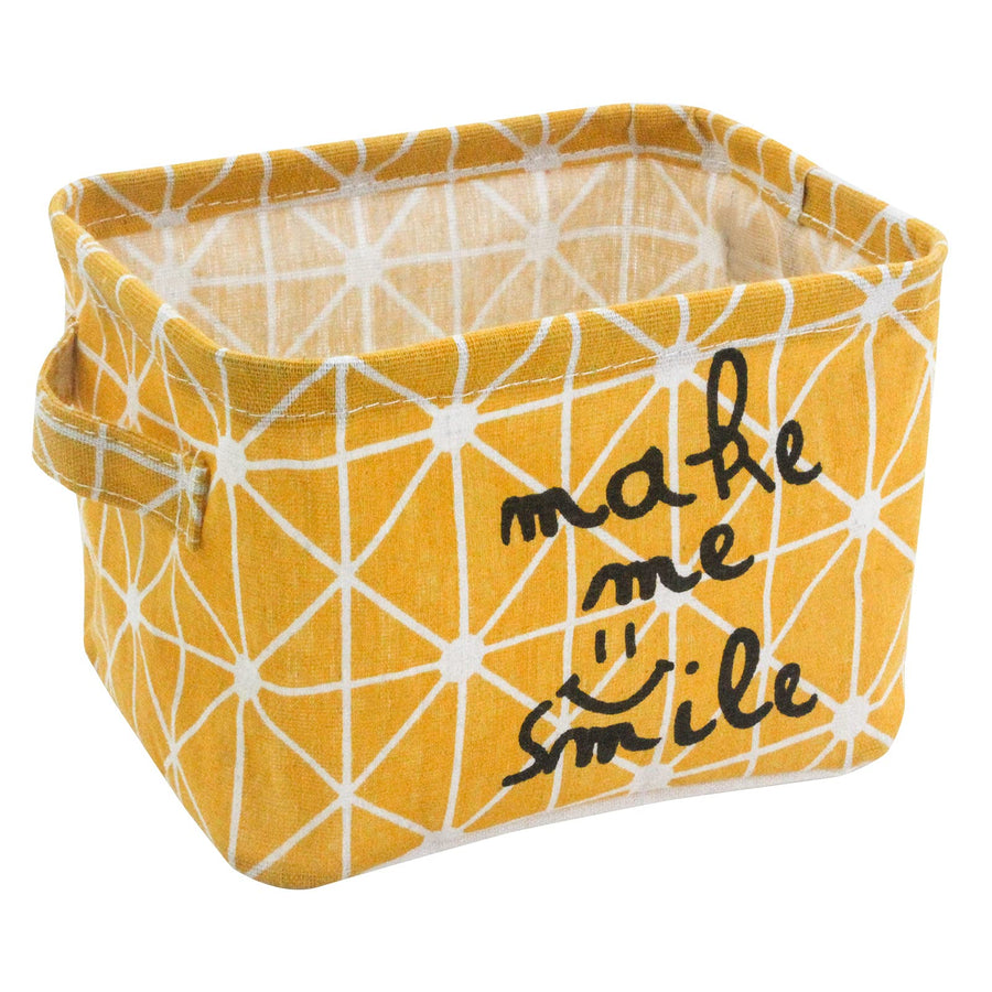 Mziart Small Foldable Canvas Storage Basket Cotton Fabr