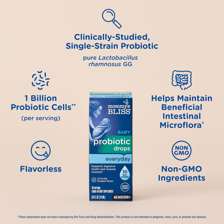 Mommy&#39;s Bliss Baby Probiotic Drops, Flavor-less, 0.34 Fluid Oz