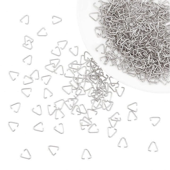 500 Pieces Triangle Open Jump Rings, Pinch Clip Bail Hang Drops Pendant Open Triangle Buckle Charm Bead Pendant Connector Findings for Decoration Jewelry DIY Accessories