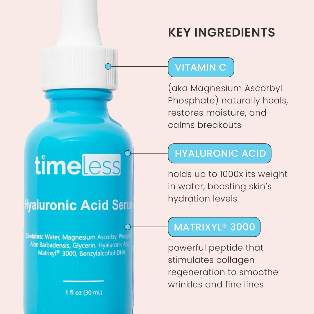 Hyaluronic Acid Vitamin C Serum - 1 oz - Brightens, Smooths, Rebuilds Collagen, Boosts Hydration - For All Skin Types
