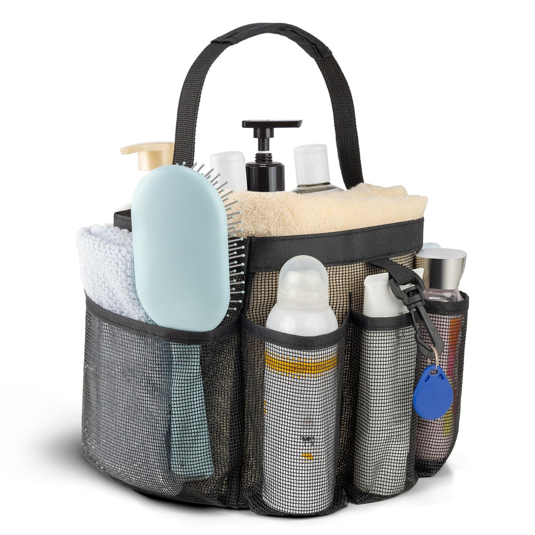 Mesh Shower Caddy Portable for College Dorm Room Essentials,Shower Caddy Dorm with 8-Pocket Large Capacity,Quick Dry Shower Caddy Bag for Bathroom, Beach,Gym
