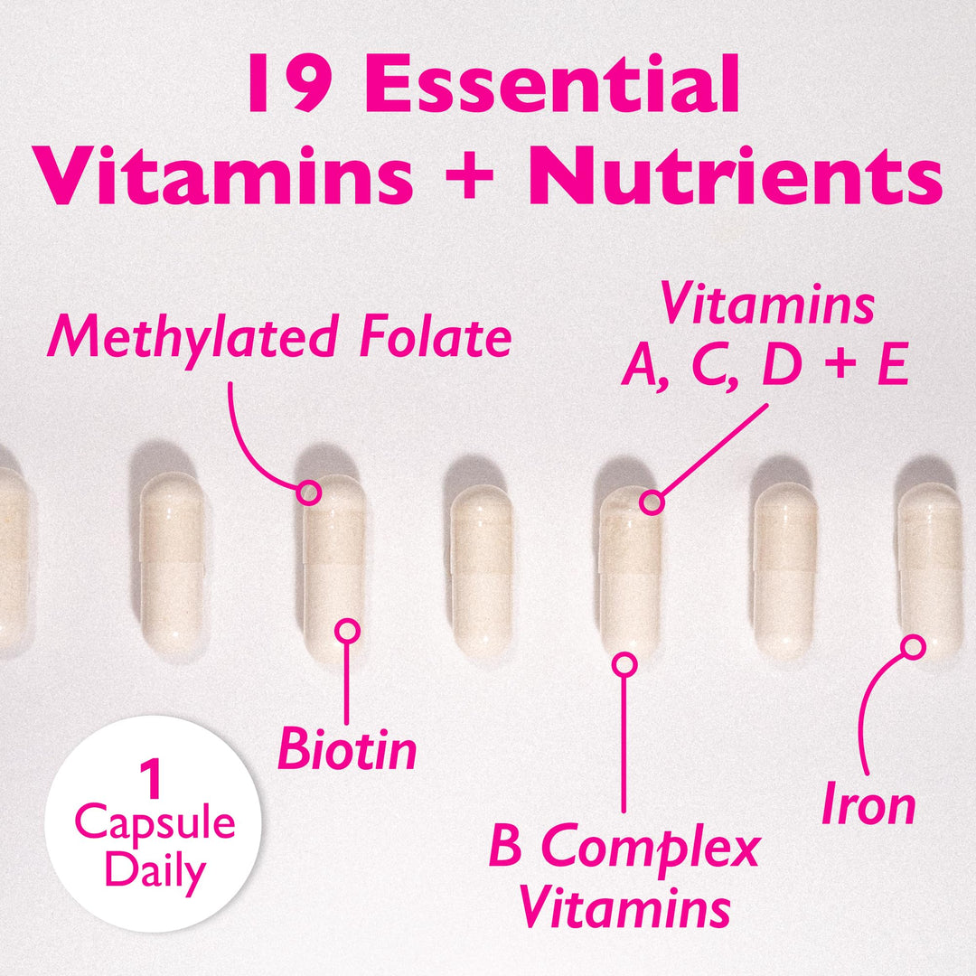 Women&#39;s Multivitamin - 19 Targeted Vitamins &amp; Nutrients for Women - Supports Hair, Skin &amp; Nails, Cognitive Health, Focus, &amp; Heart Health - 1 Vegan Capsule Daily, 30 Day Supply