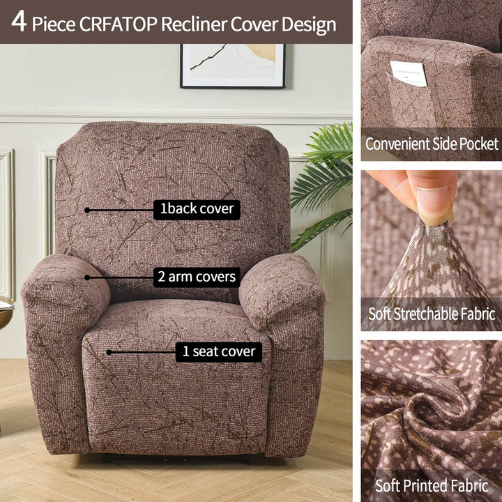 CRFATOP Recliner Chair Slipcovers with Pockets 1Seat Re