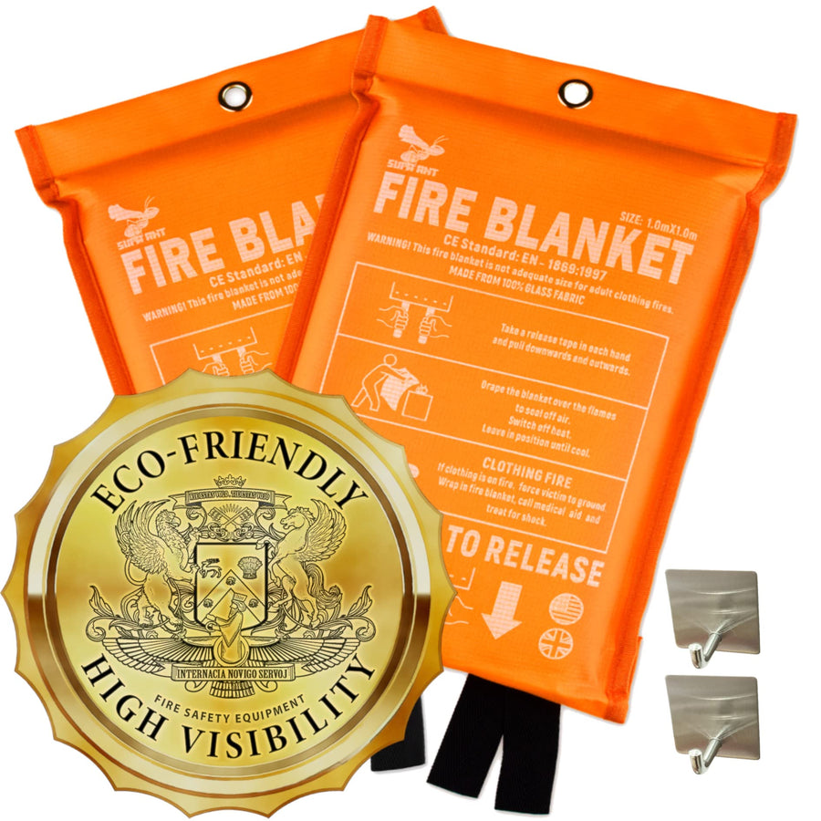 Emergency Fire Blanket for Home and Kitchen - 2 Pack 1500F High Visibility (Glow in The Dark) Smother Kitchen Fire Blanket - CE Certified Hero Fire Blankets Emergency for Home (40 2pk)
