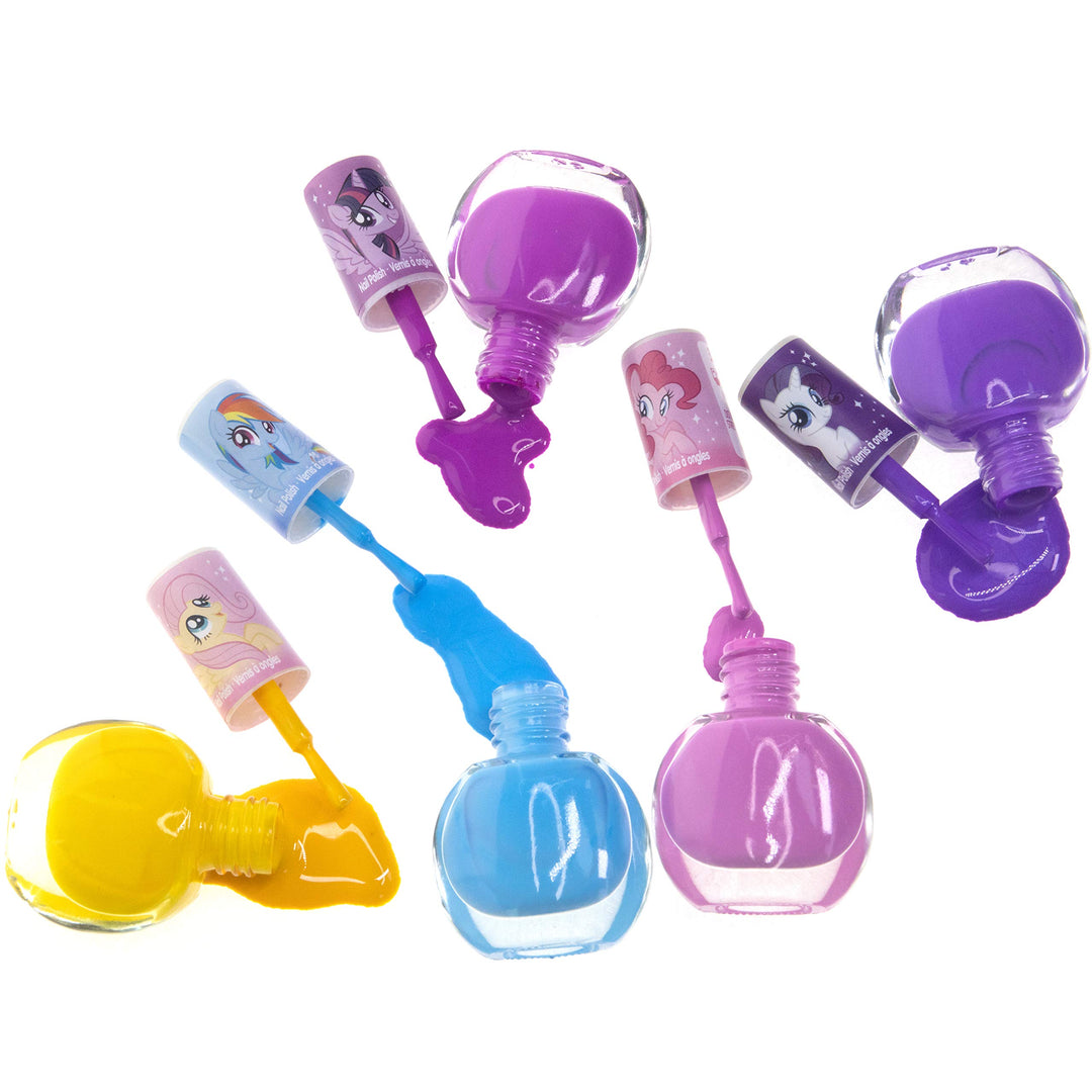 My Little Pony 10 Pcs Sparkly Cosmetic Beauty Makeup Set for Kids Girls Teen with 5 Pcs Lip Gloss, 5 Pcs Nail Polish &amp; Nail Stickers Perfect for Parties, Sleepovers and Makeovers Age 3+