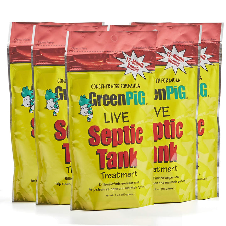 Green Pig 56 Live Septic Tank Treatment 5-Year Supply Ultimate Solution in Preventing Expensive Backups, Clogs, or Drain Field Failures with 20-Easy Drop-in and Flush Packets, Supply-20 Count