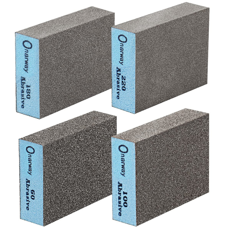 Sanding Sponges 4 Pack Wet and Dry Dual-use, Coarse and Fine Sanding Blocks - 60/100/180/220 Grits 4 Different Specifications, Washable and Reusable, Ideal for Wood Metal Wall Polish