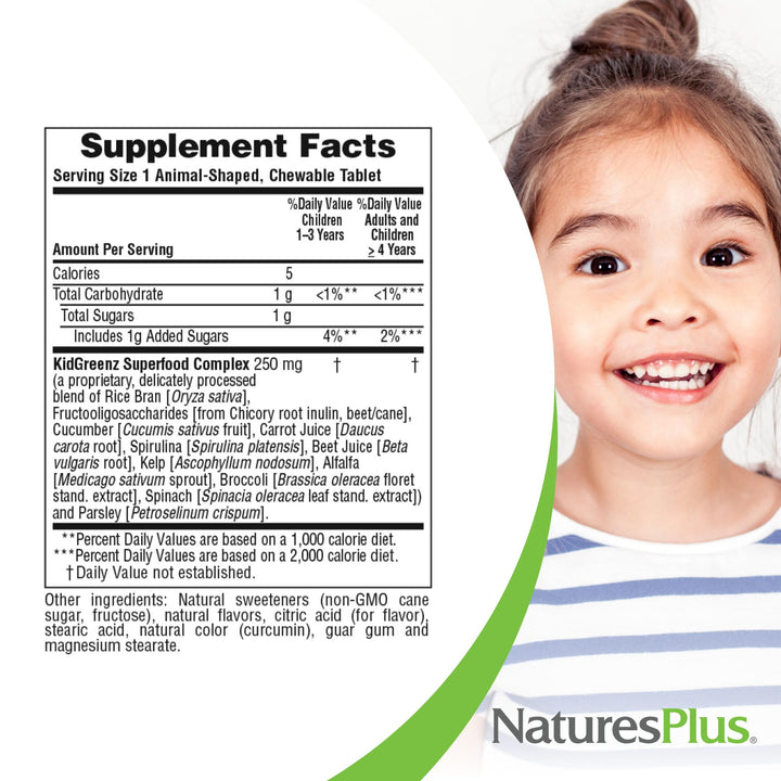 Nature&#39;s Plus Ape Kidgreenz Chewable Tablets, 90 Count