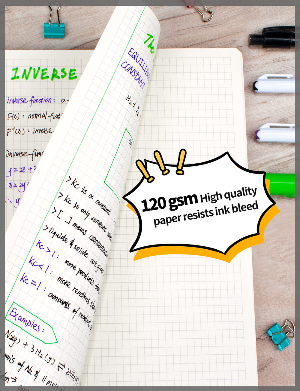 SUNEE Graph Paper Notebook - 3 Pack Large Spiral Grid N