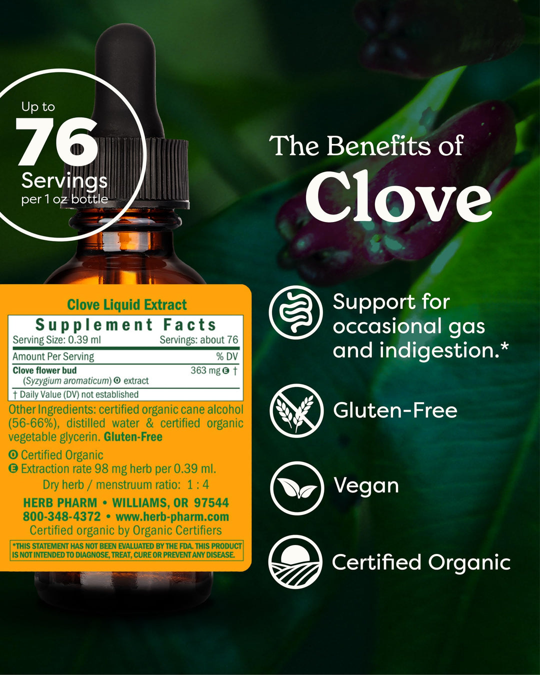 Certified Organic Clove Liquid Extract - 1 Ounce