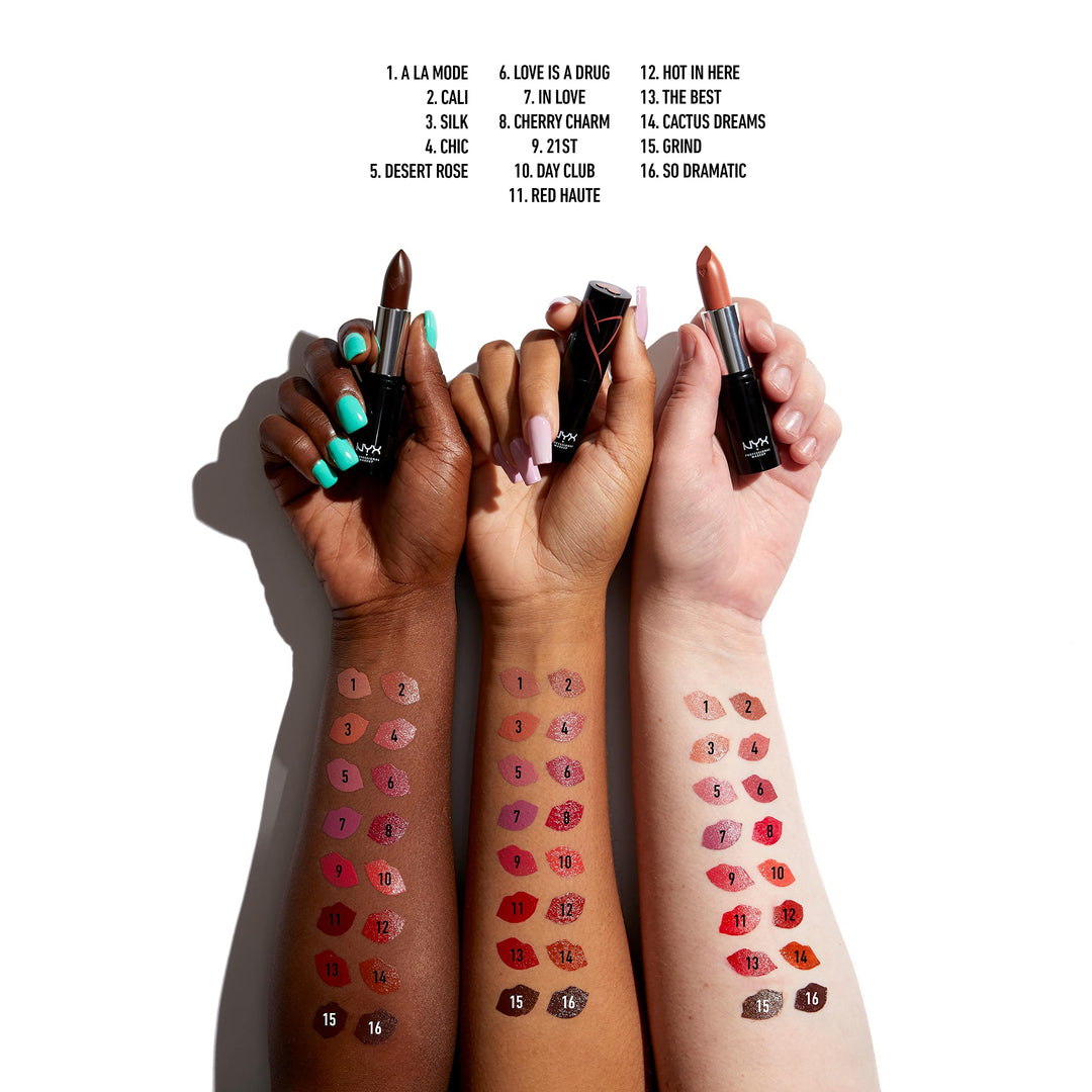 PROFESSIONAL MAKEUP Shout Loud Satin Lipstick, Infused With Shea Butter - Cherry Charmer (Red Fuchsia)