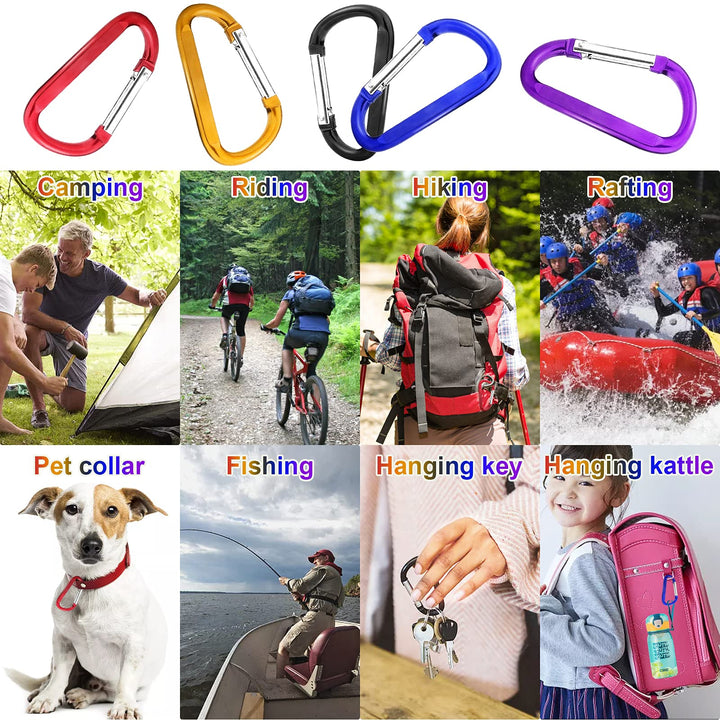 10 Pack 3'' Aluminum Spring Snap Hook Carabiner D Ring Carabiner Clip Camping Accessories Fishing Hiking Traveling and Keychain Craebuer